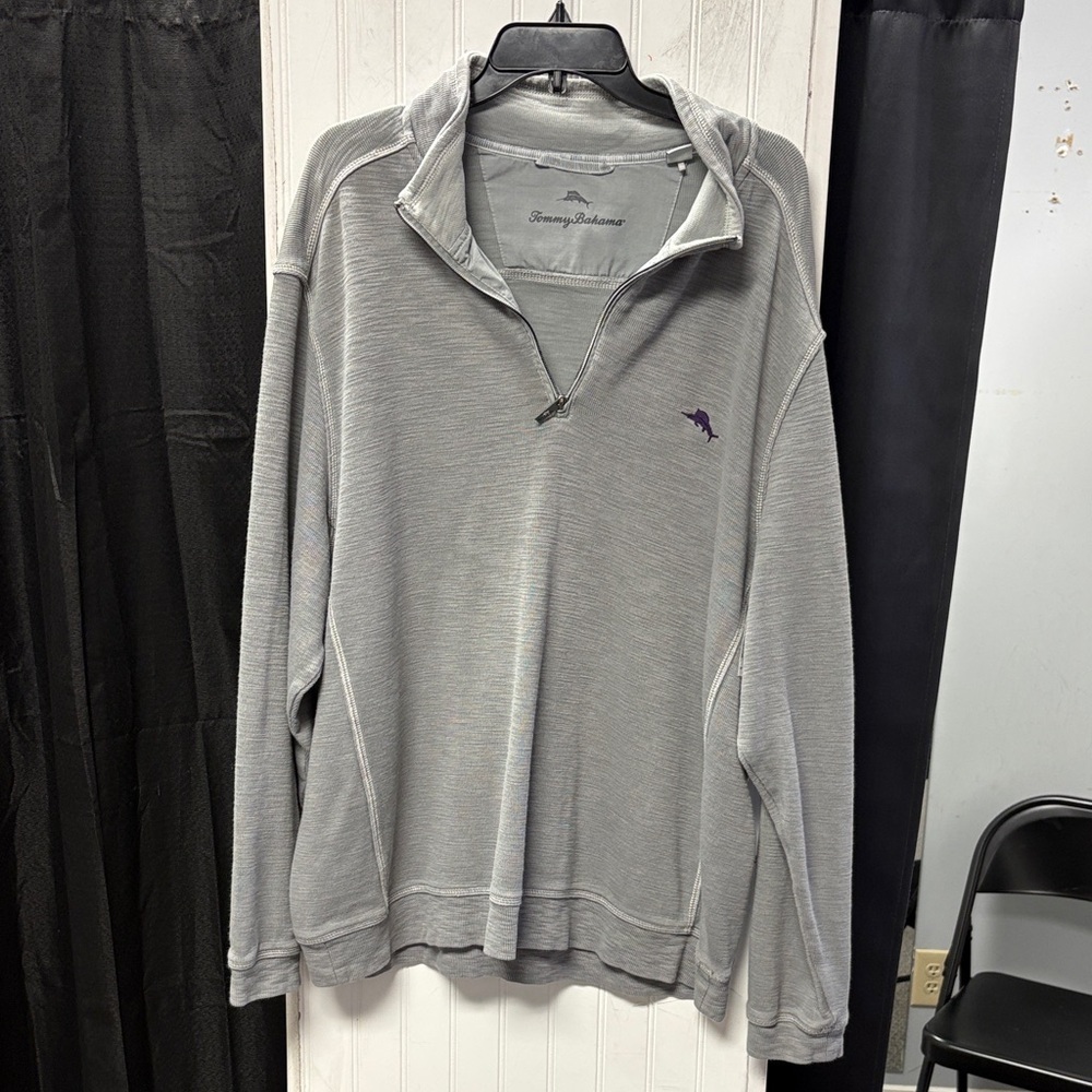 Tommy Bahama Light Gray Quarter-Zip Pullover